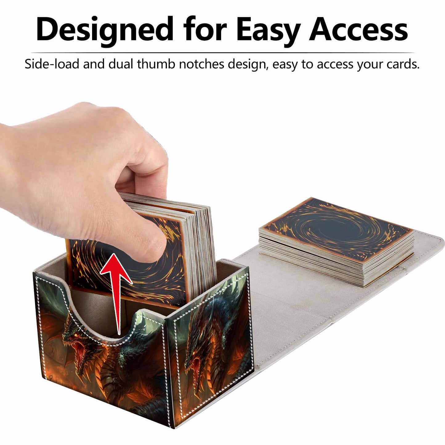 RMJKXQZG Dragon Flame Scales Magnet Card Box – MTG/TCG Deck Box Up to 200 Cards
