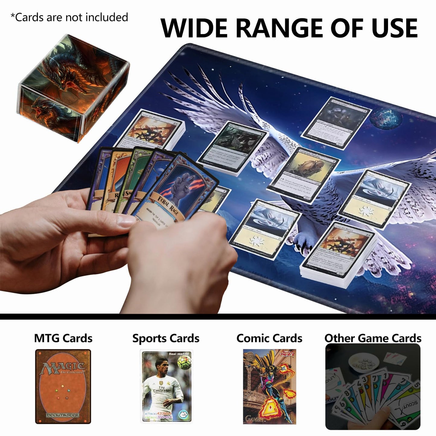 RMJKXQZG Dragon Flame Scales Magnet Card Box – MTG/TCG Deck Box Up to 200 Cards