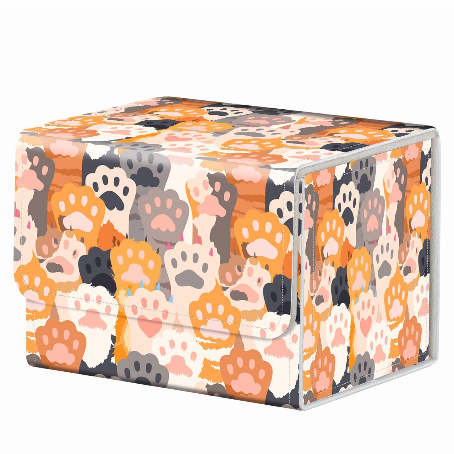 RMJKXQZG Strong Magnet Card Case Deck Box – 200+ Cards, Cat Paw Pattern
