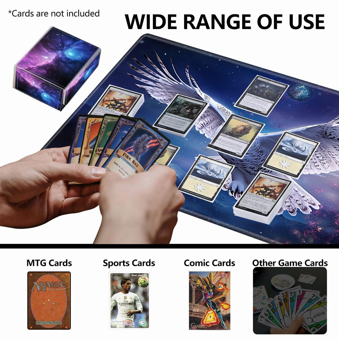 RMJKXQZG Strong Magnet Card Box Deck Case – 200+ Cards, Purple Galaxy Sky