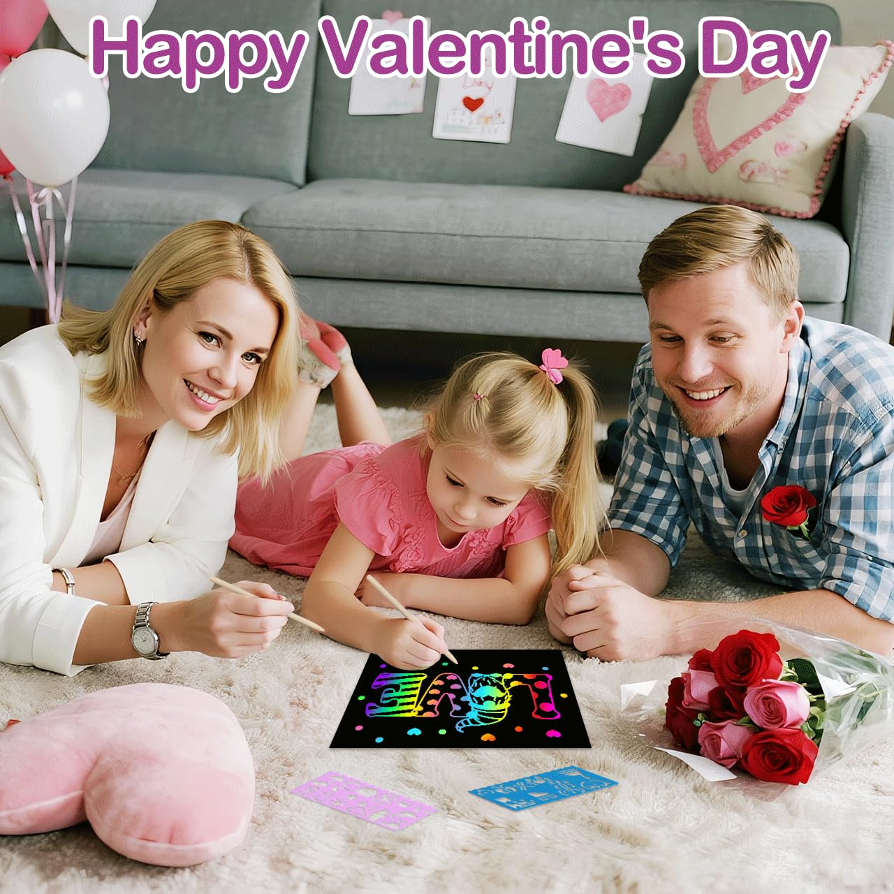 RMJOY Rainbow Scratch Paper Art Set — 50Pcs Creative Craft Kit for Kids 4-9