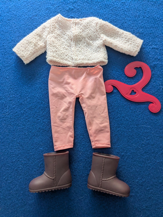 Our Generation Leggings, Jumper, Boots & Coat Hanger Bundle