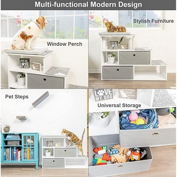 PetFusion Modern Pet Step Window Perch and Bookshelf CLEARANCE