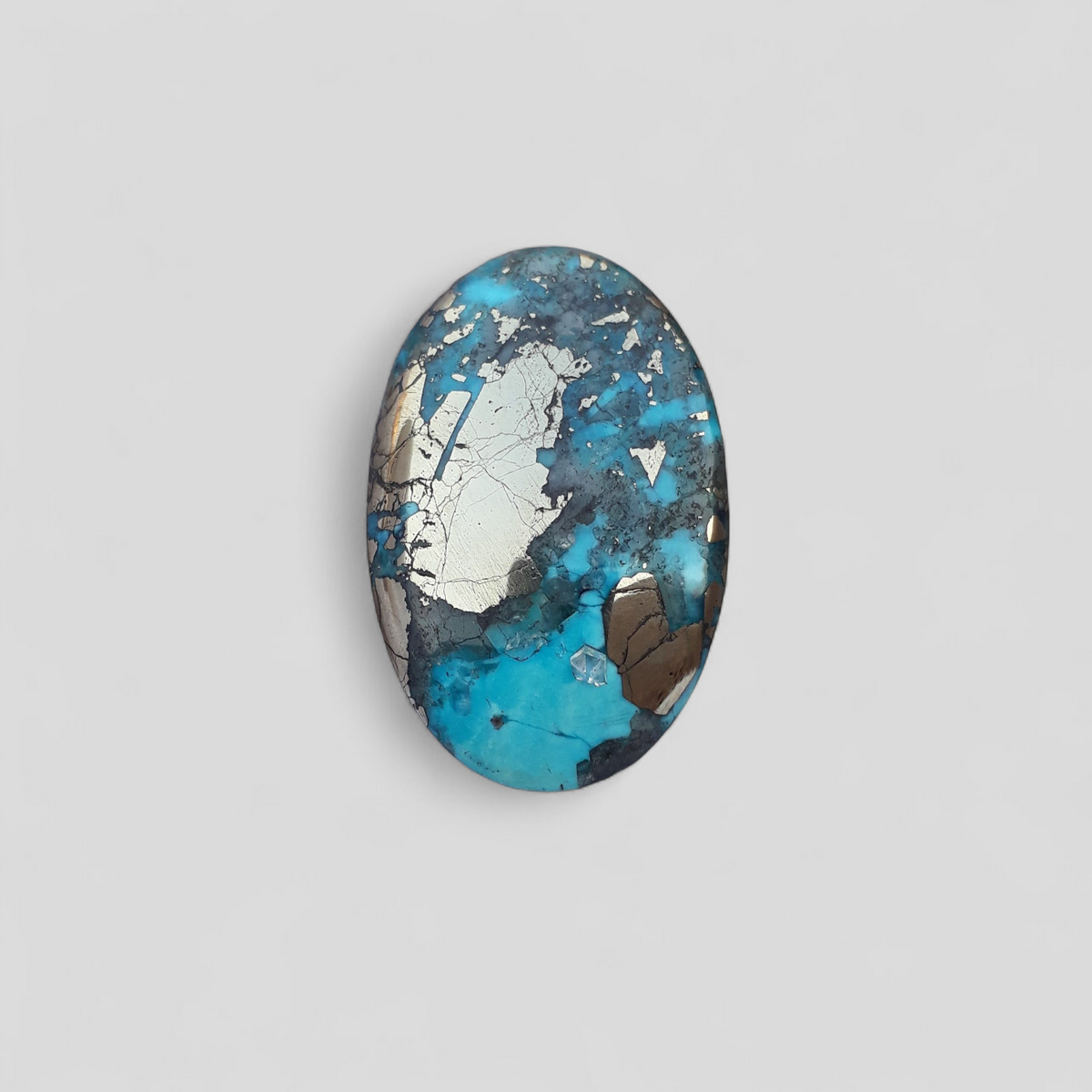 Natural Turquoise with Pyrite - Blue Matrix Turquoise - Shajri Feroza-53Ct