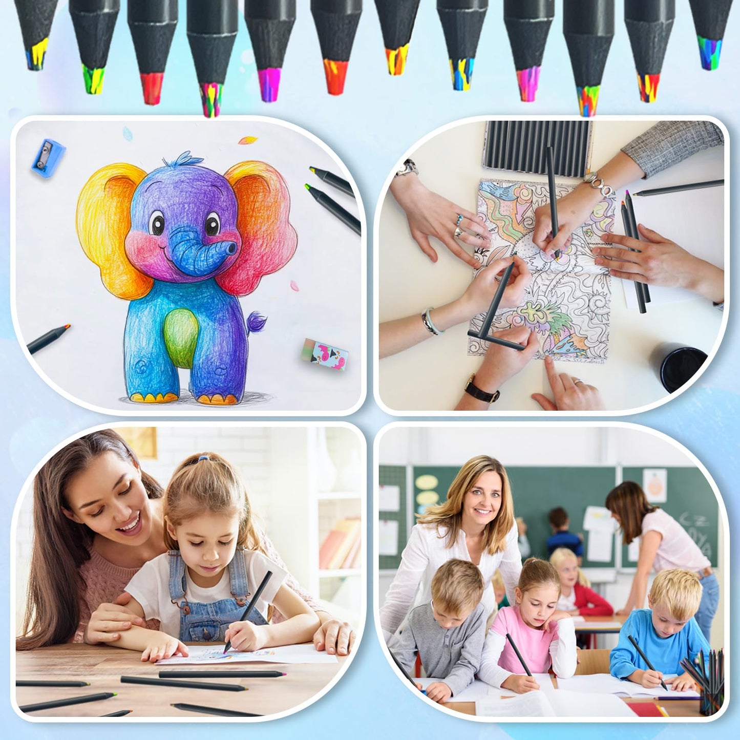 R&DLanci 12 Color Rainbow Pencils – Jumbo, Pre-sharpened Coloring Kit