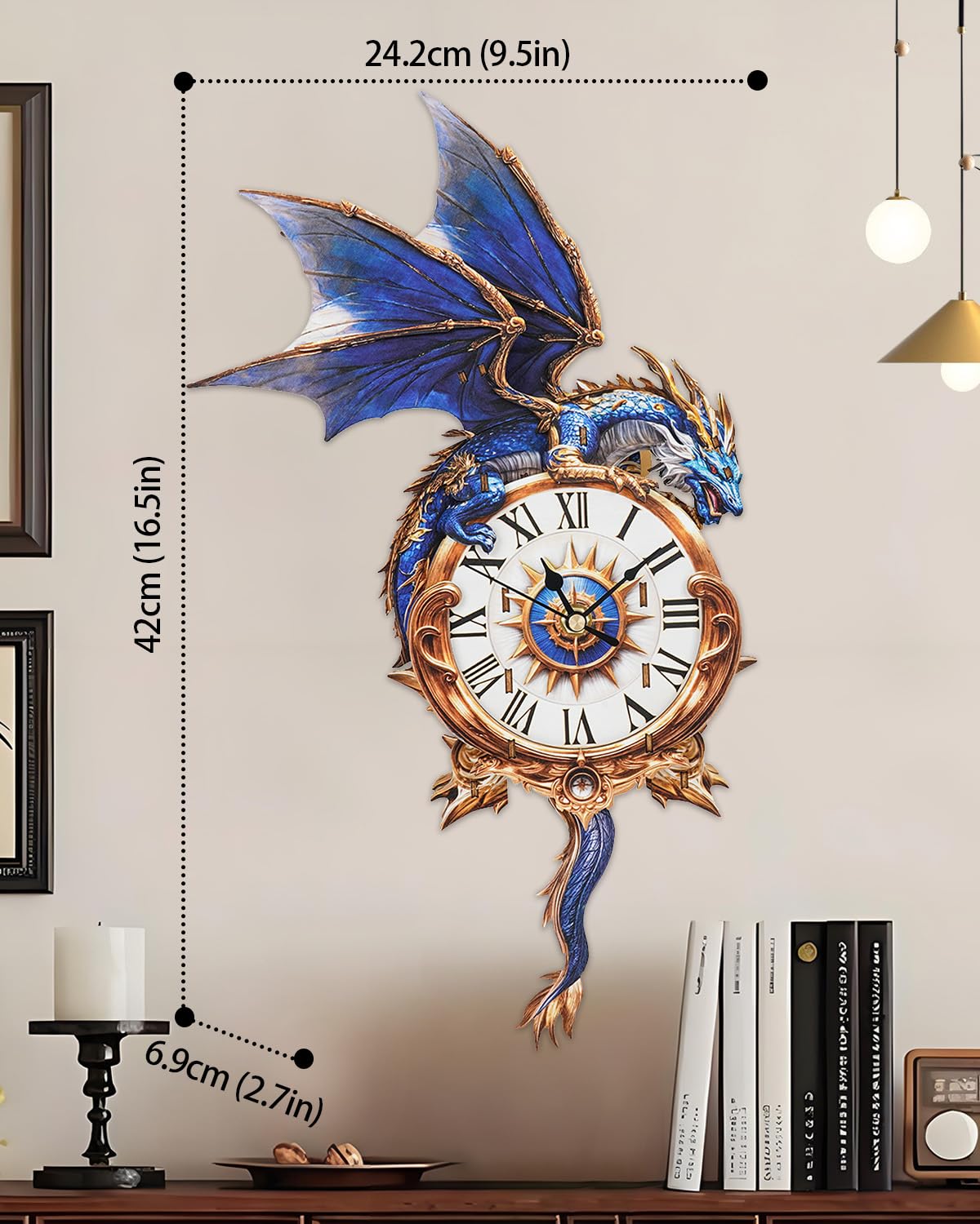 Rnfinewow 3D Blue Dragon Clock Puzzle for Adults – Wooden Pendulum Clock