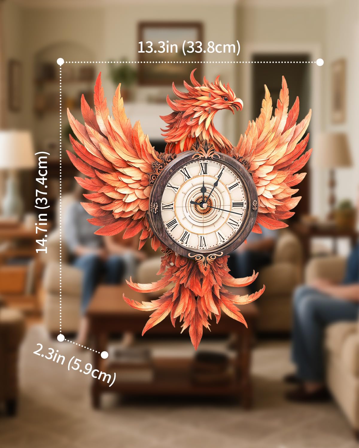 Rnfinewow 3D Fire Phoenix Clock Puzzle – Eco Wooden Kit with Pendulum for Adults & Teens