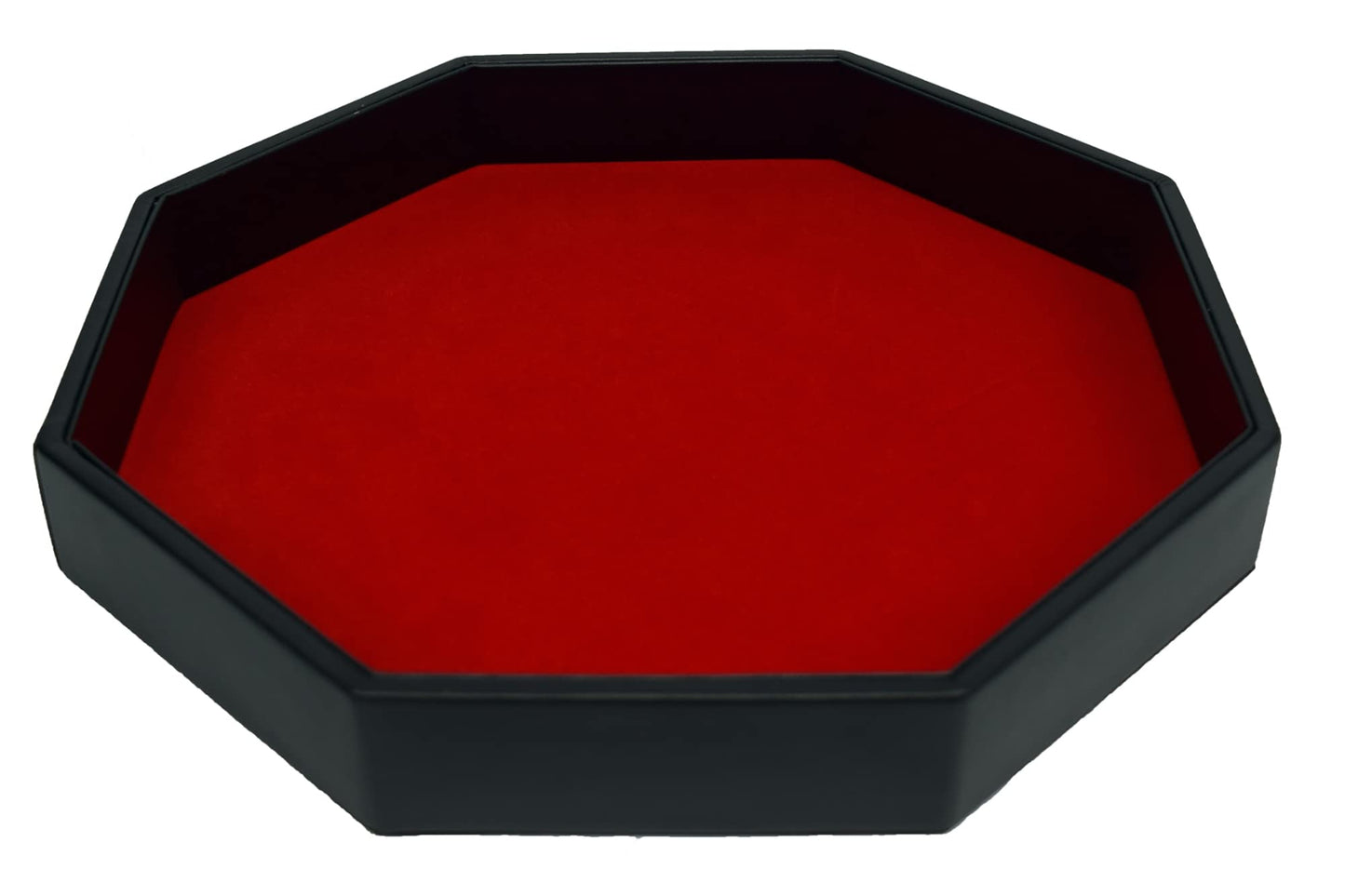 RNK Gaming 11.5-Inch Octagon Dice Tray | PU Leather & Velvet, Red