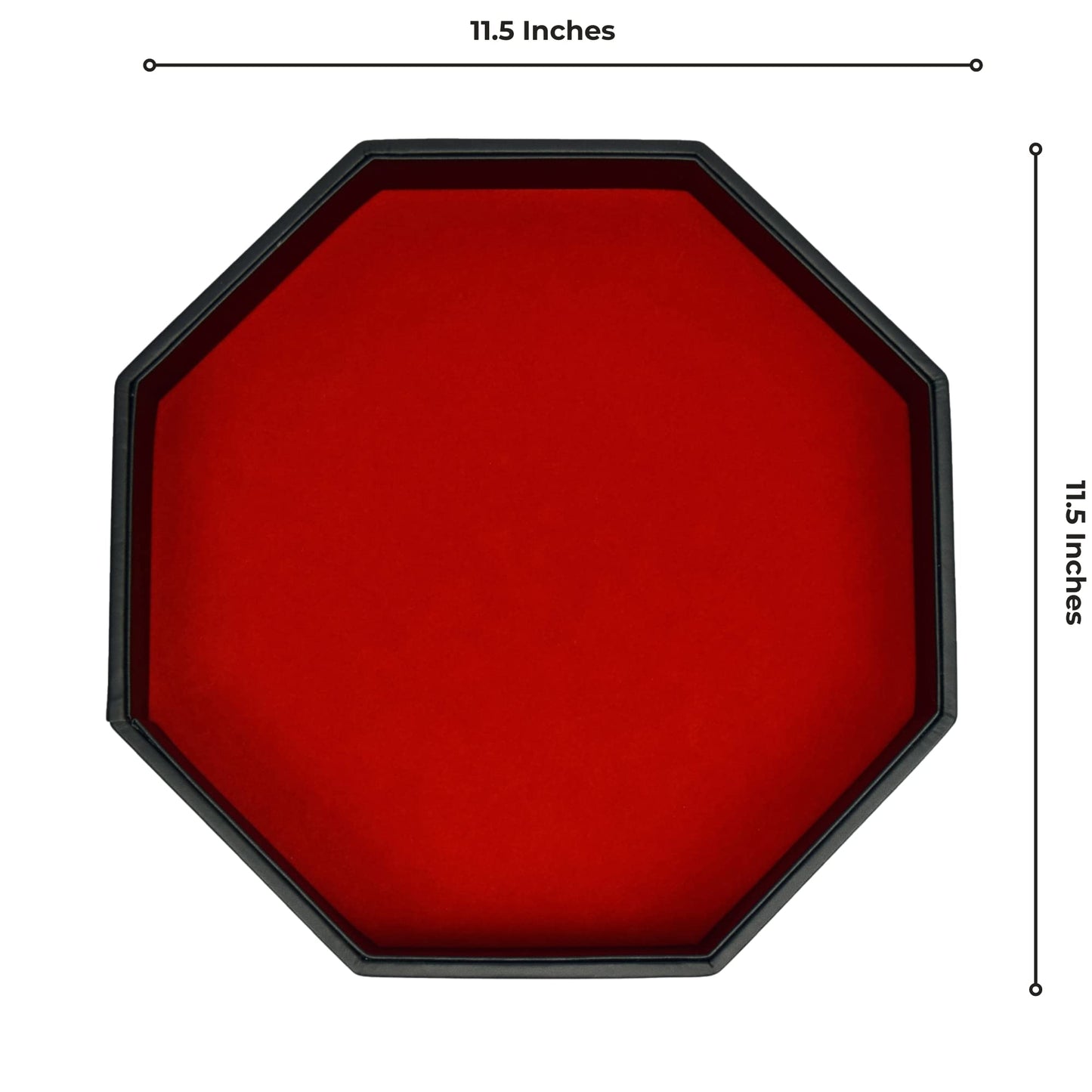 RNK Gaming 11.5-Inch Octagon Dice Tray | PU Leather & Velvet, Red
