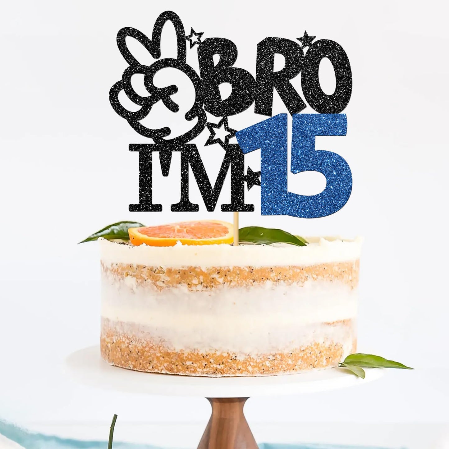 RoadSea Brother I'm 15 Cake Topper – Black Glitter for 15th Birthday Boy