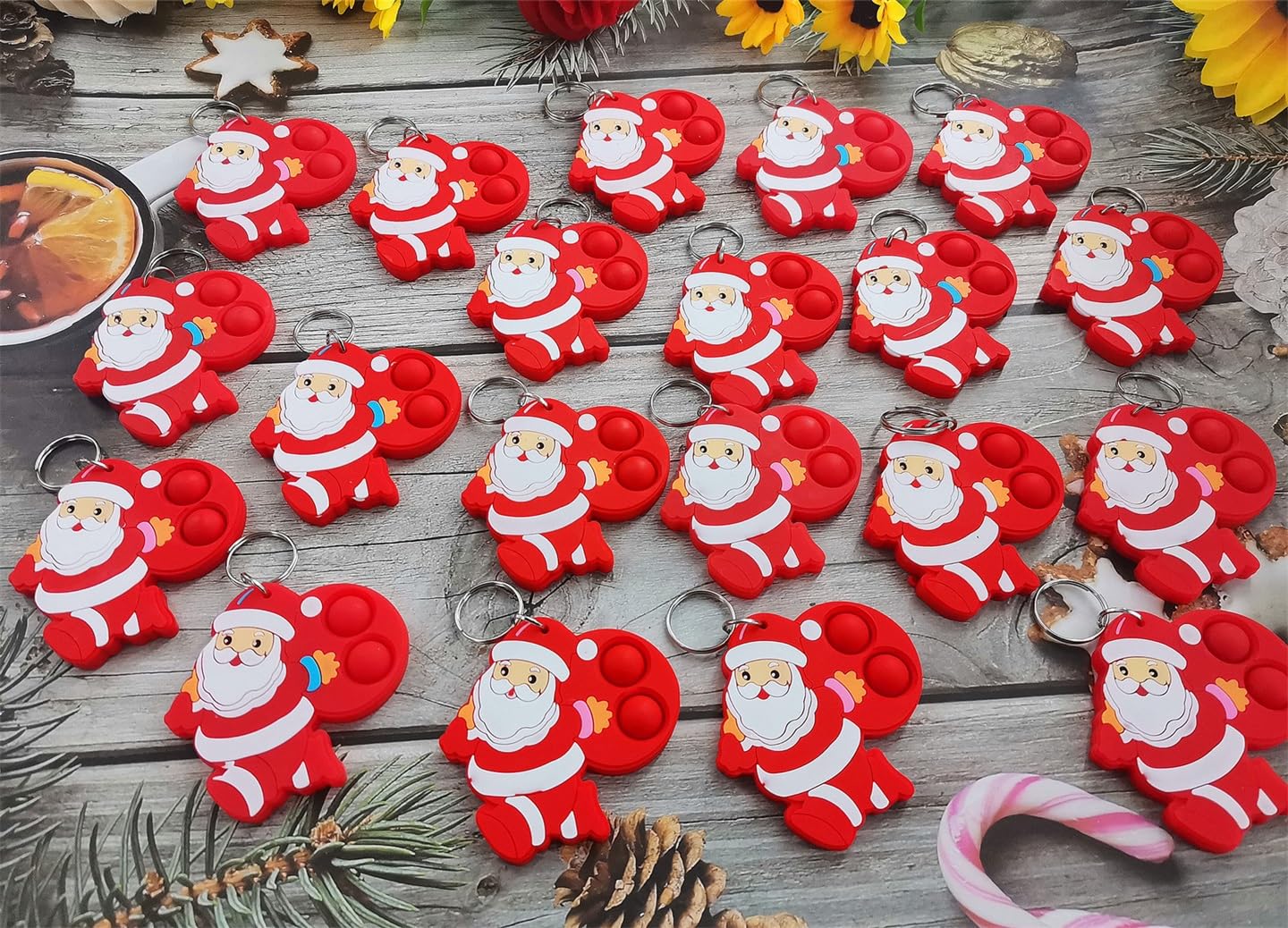 Roaqua 20 Packs Bulk Santa Claus Mini Pop Fidget Toys – Party Favors, Classroom Prizes, and Gift Ideas