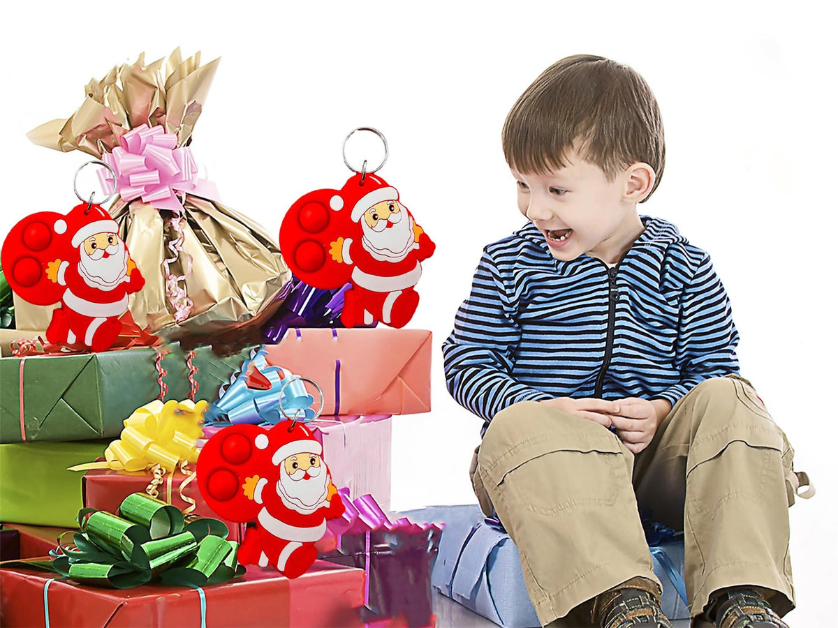 Roaqua 20 Packs Bulk Santa Claus Mini Pop Fidget Toys – Party Favors, Classroom Prizes, and Gift Ideas