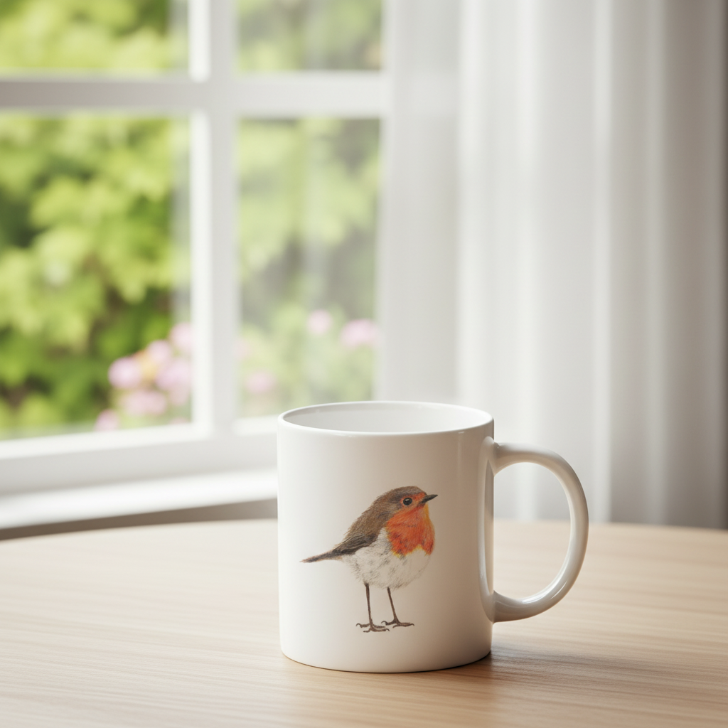 Robin Bird Mug – Ceramic Wildlife Coffee Cup