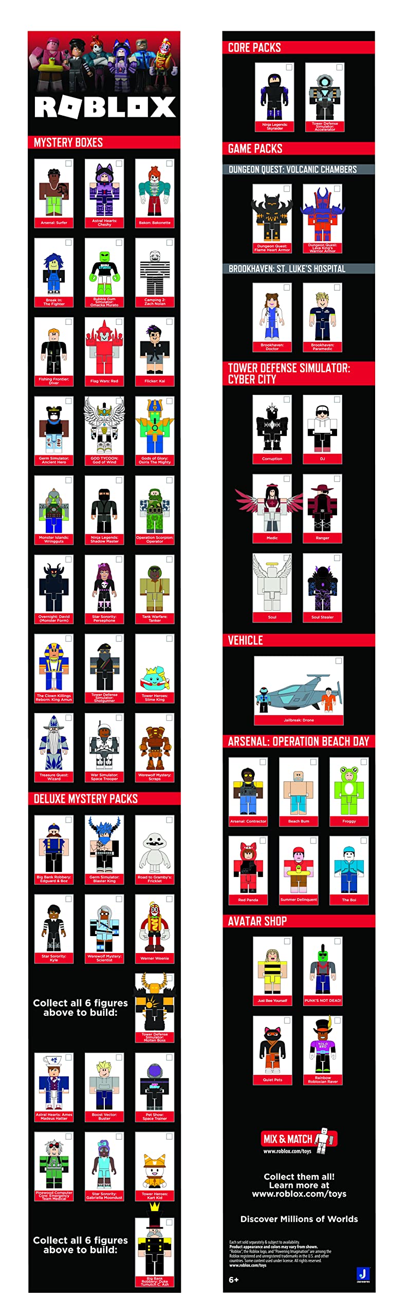 Roblox Action Collection Series 11 Mystery Figure 6-Pack | 6 Exclusive Roblox Virtual Items