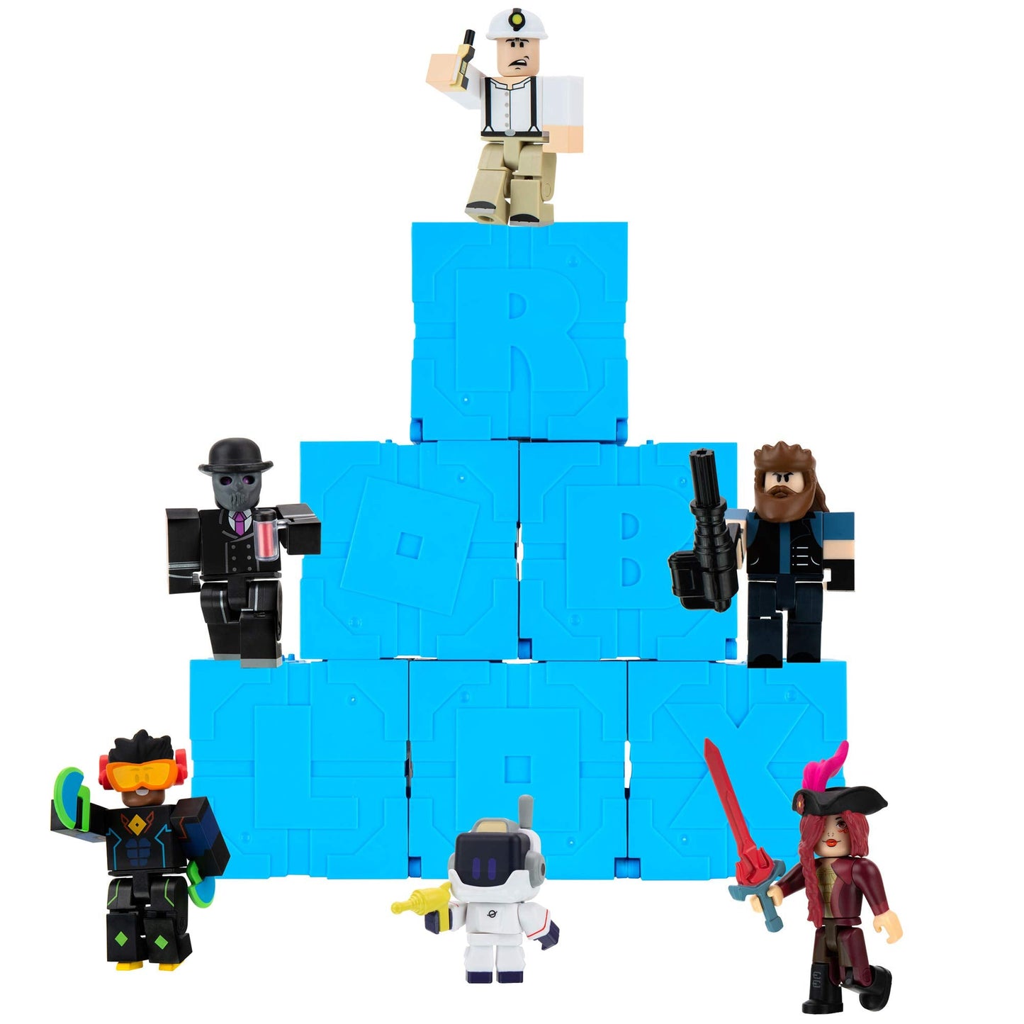 Roblox Action Collection Series 9 Mystery Figure 6-Pack | 6 Exclusive Virtual Item Codes (Blue)