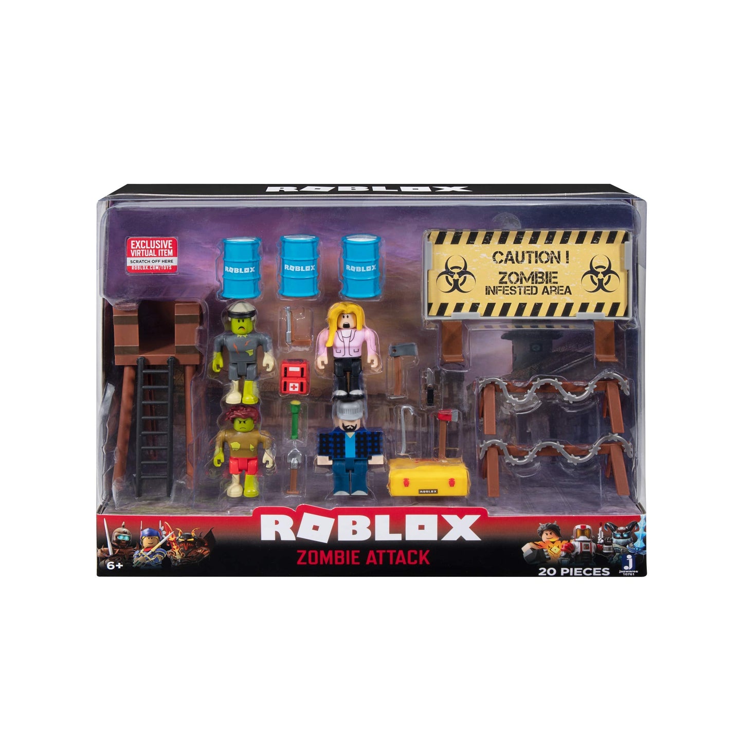 Roblox Action Collection: Zombie Attack Playset with Exclusive Virtual Item