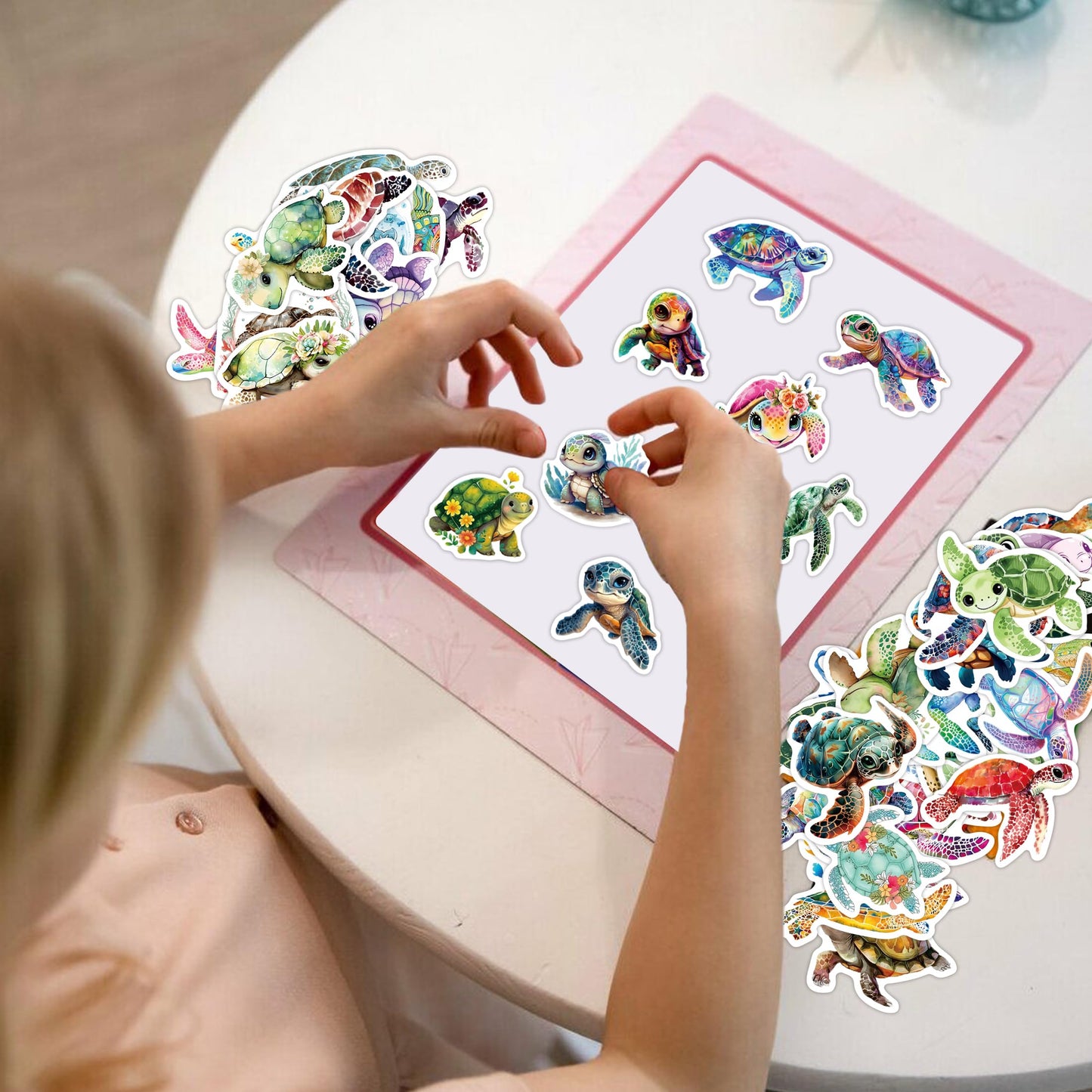 Robmoda 51 Pcs Cute Turtle Stickers Pack | Waterproof Vinyl Decals for Water Bottles & Laptops