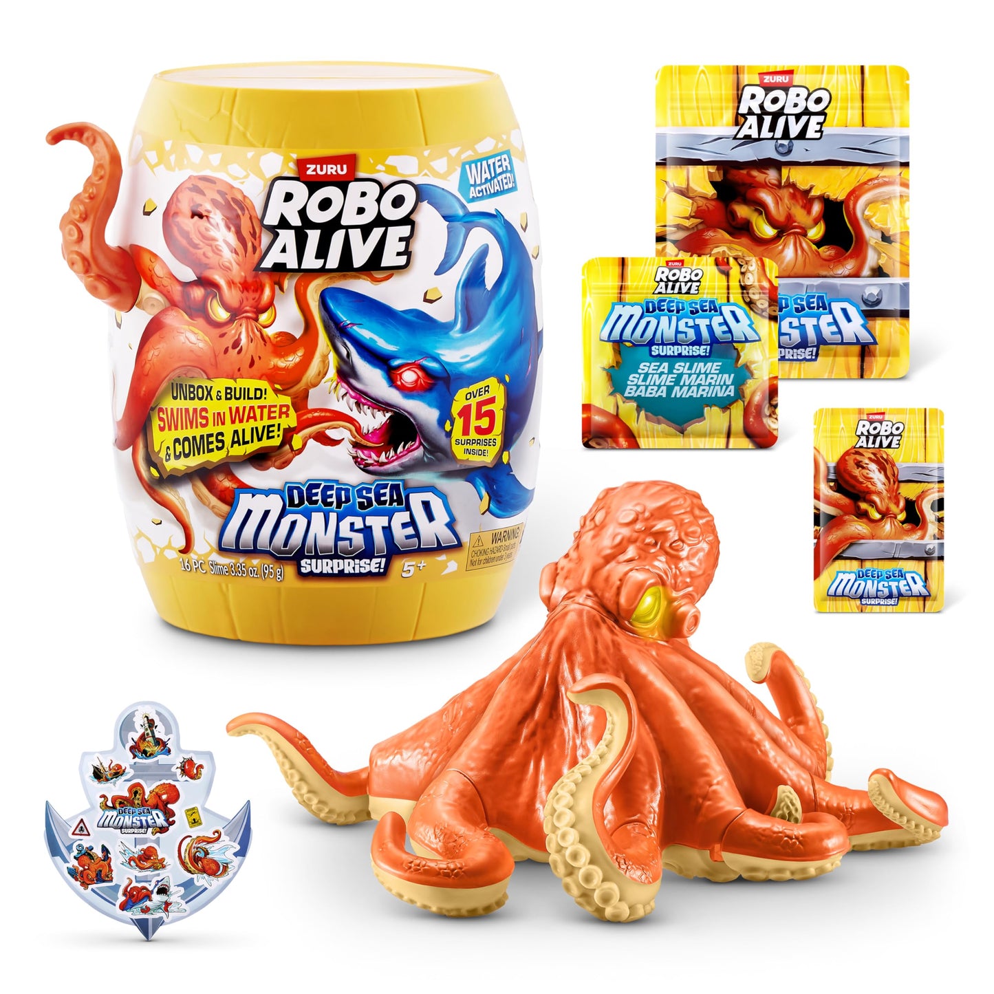 Robo Alive Deep Sea Monster Surprise (Octopus) – Water-Activated Sea Creature Toy by ZURU