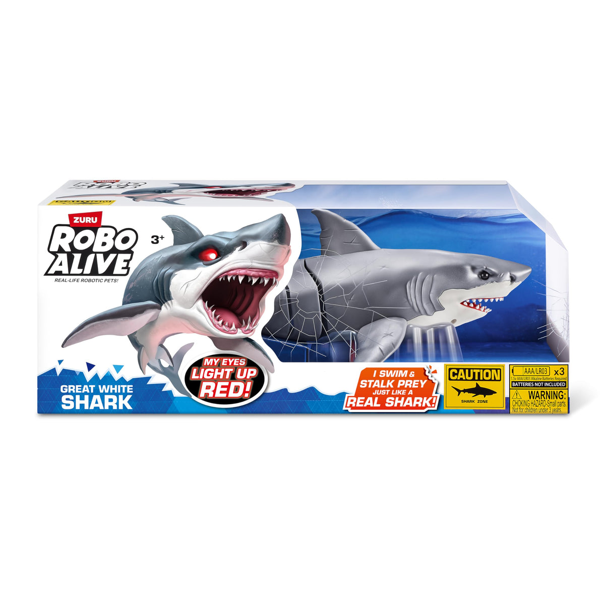 Robo Alive Great White Shark Series 1 – Water-Activated Light-Up Pool Toy by Zuru