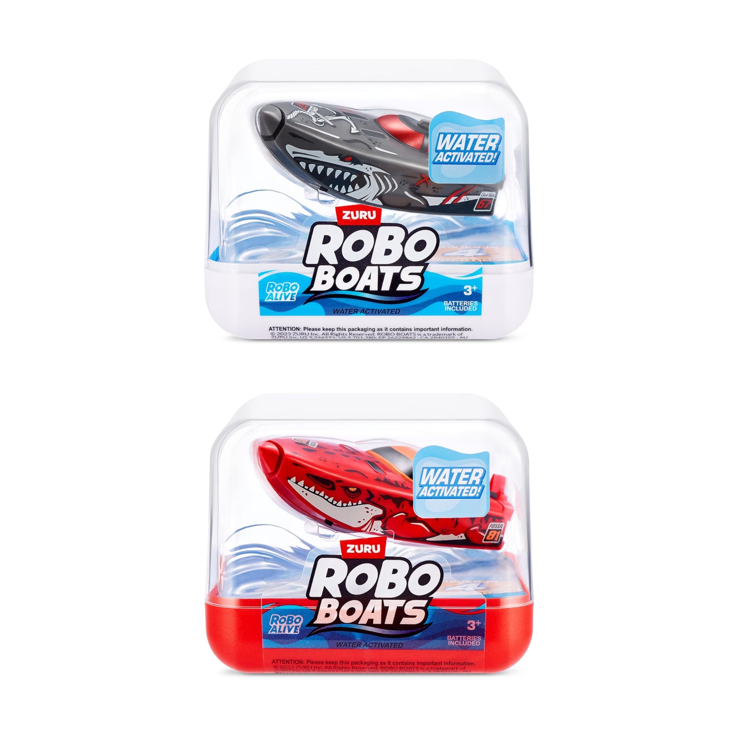 Robo Alive Robo Boats White Shark & Dino Shark – 2 Pack, Water Activated Toy Boats (Amazon Exclusive)