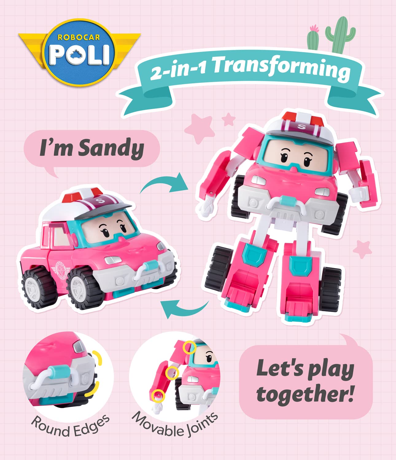 Robocar Poli Sandy Transforming Robot – 4-Inch Transformable Toy for Ages 1-5
