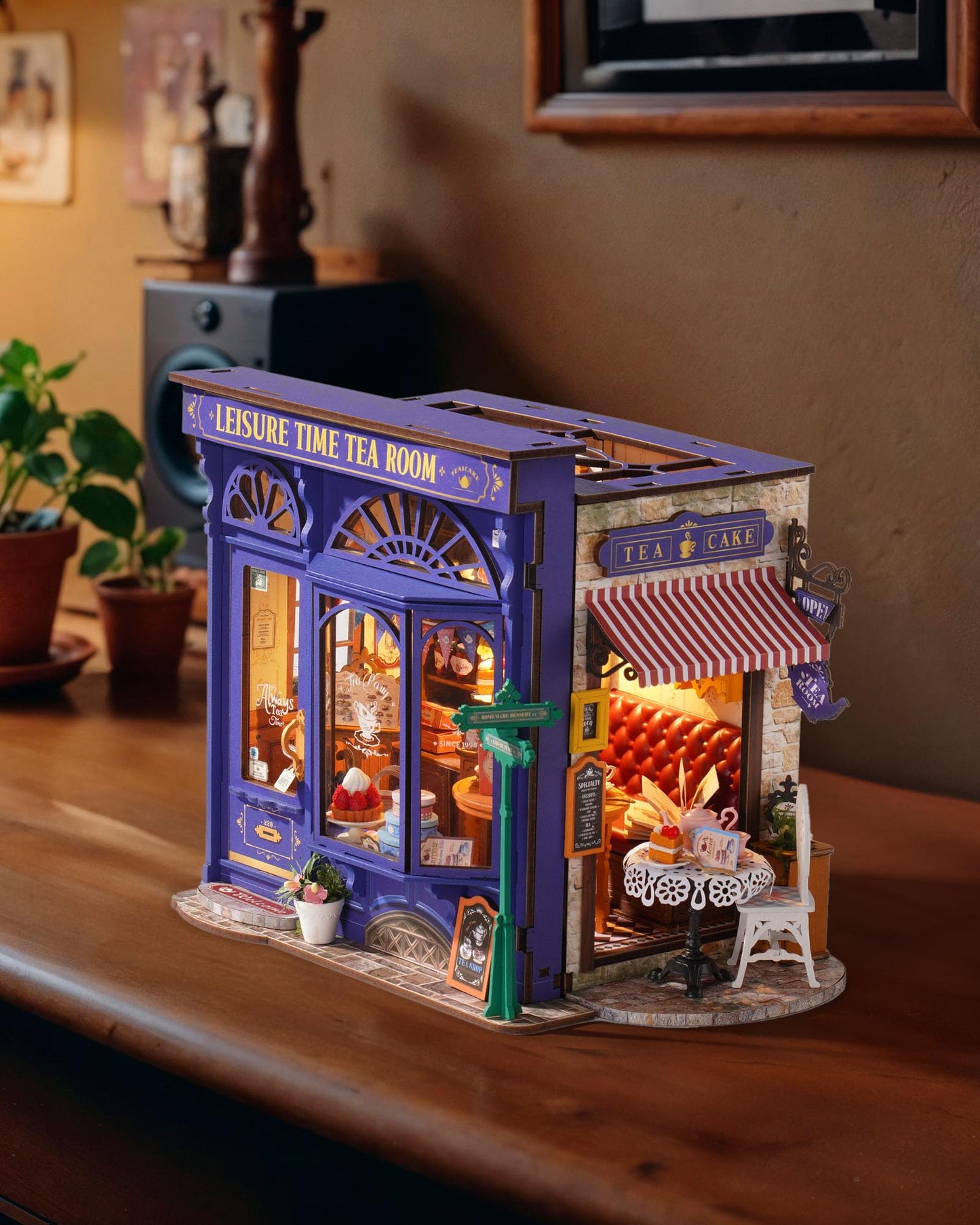 ROBOTIME Leisure Time Tea Room - DIY Miniature Bakery Diorama House Kit for Adults