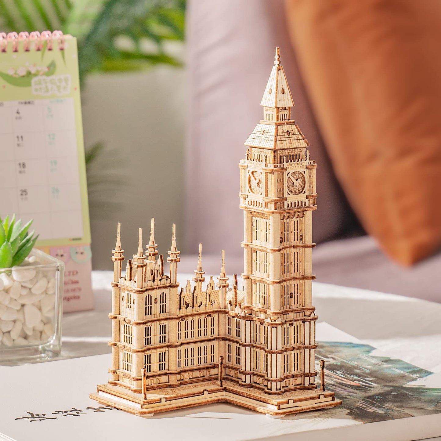 ROBOTIME 3D Big Ben Puzzle Kit with LED – Wooden Model for Adults & Teens