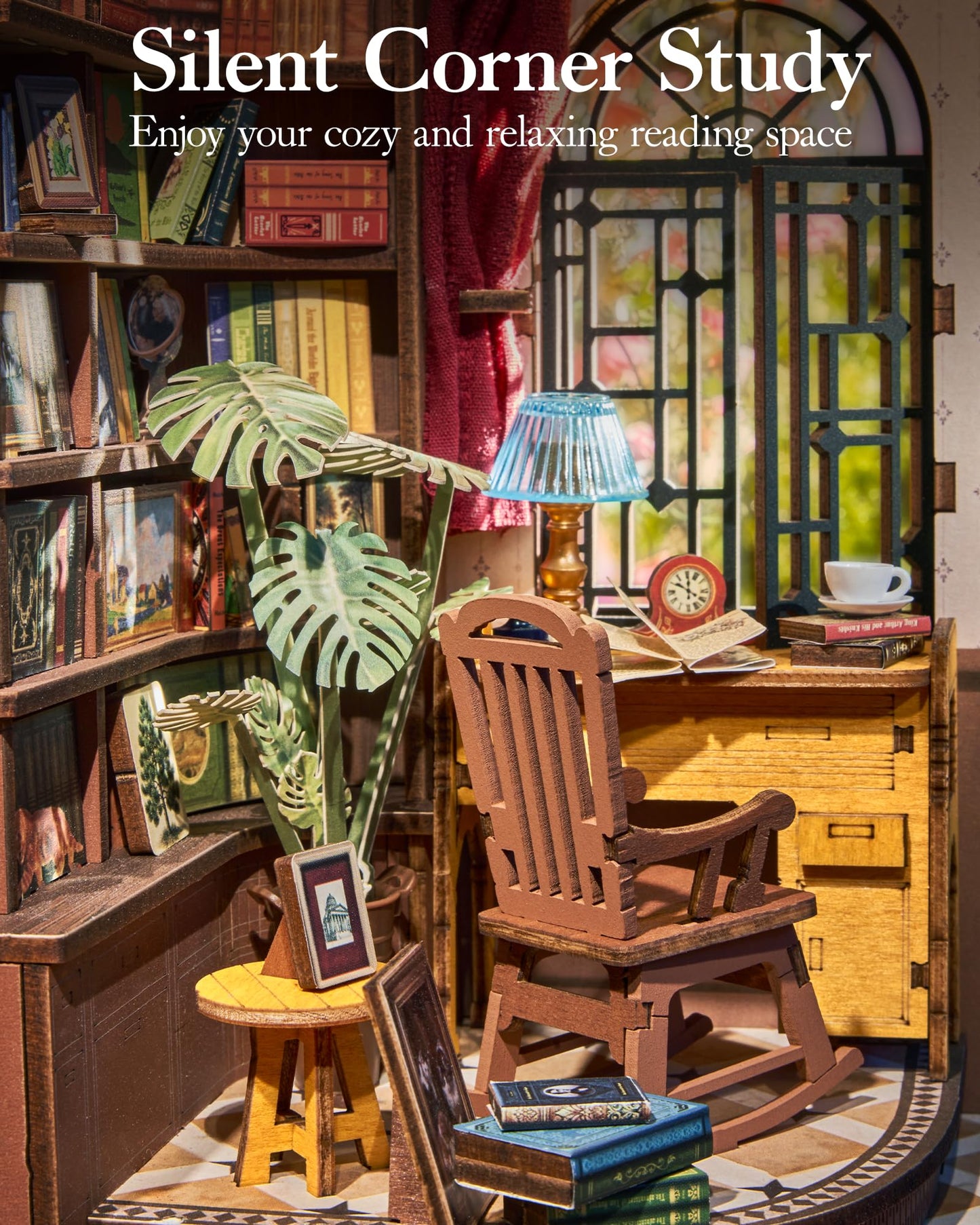 Robotime Book Nook Kit — DIY 3D Wooden Miniature House & Bookends