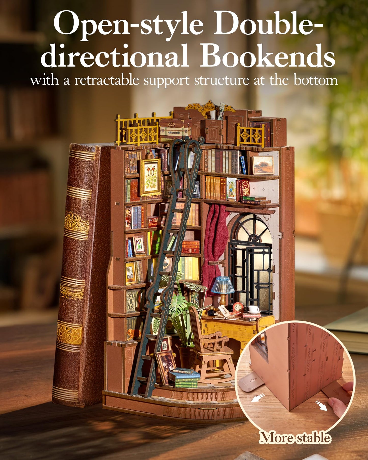 Robotime Book Nook Kit — DIY 3D Wooden Miniature House & Bookends