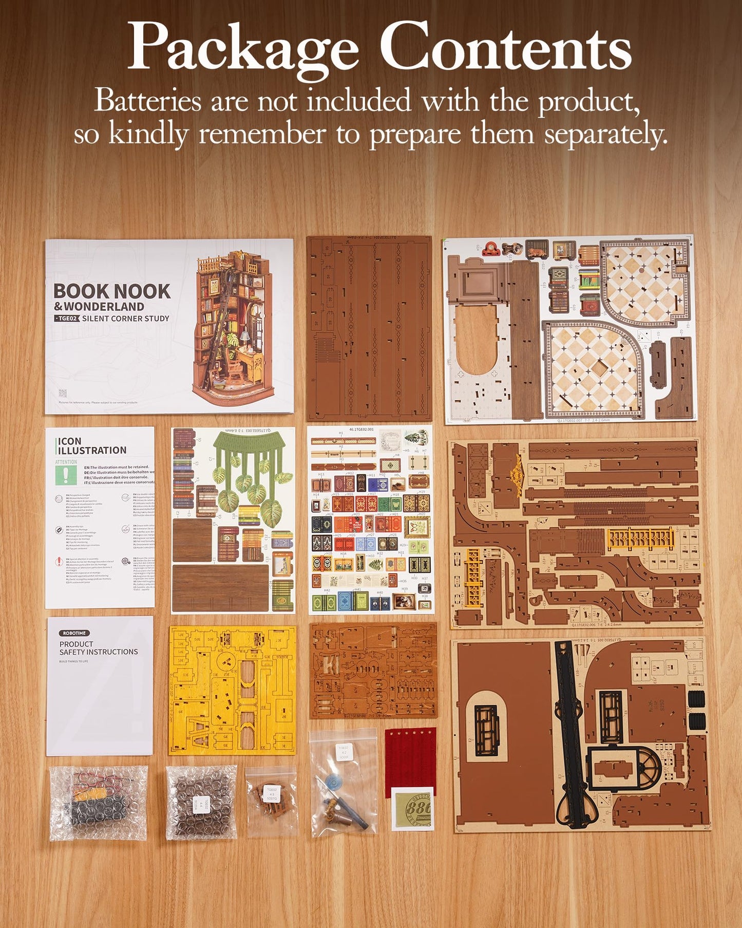 Robotime Book Nook Kit — DIY 3D Wooden Miniature House & Bookends