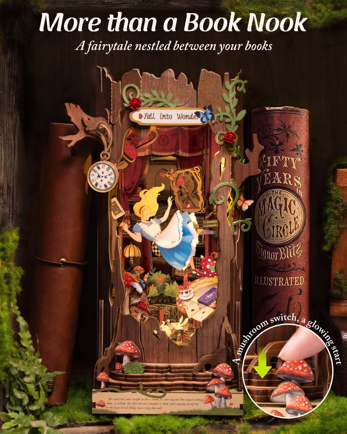 Robotime Book Nook Kit | Fairy Tale Princess 3D Wooden Puzzle Bookends for Adults & Teens