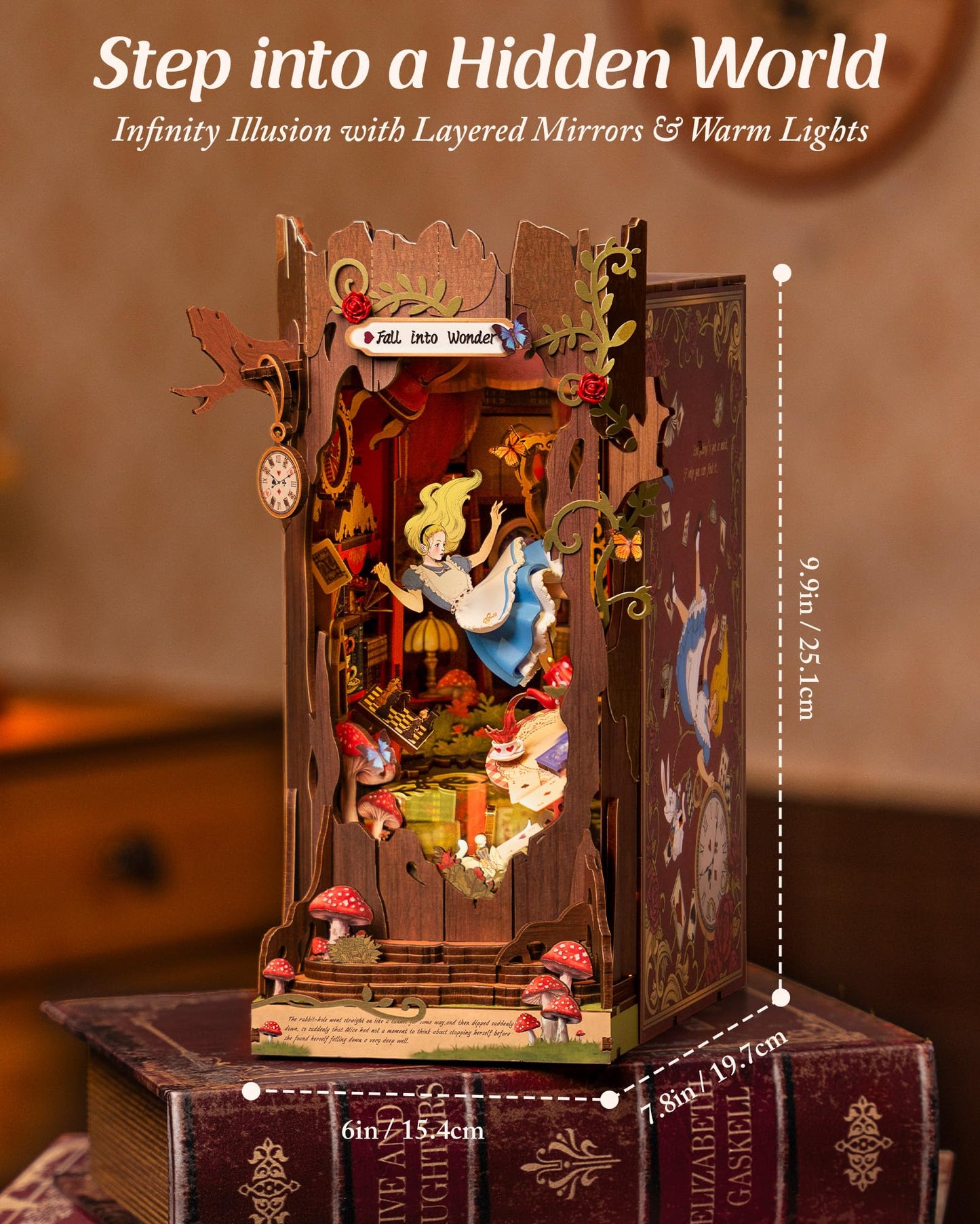 Robotime Book Nook Kit | Fairy Tale Princess 3D Wooden Puzzle Bookends for Adults & Teens