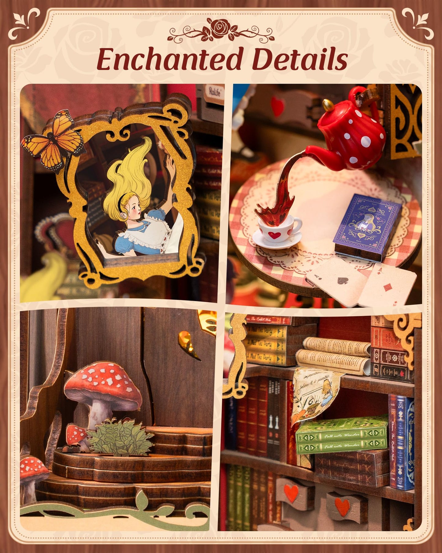 Robotime Book Nook Kit | Fairy Tale Princess 3D Wooden Puzzle Bookends for Adults & Teens