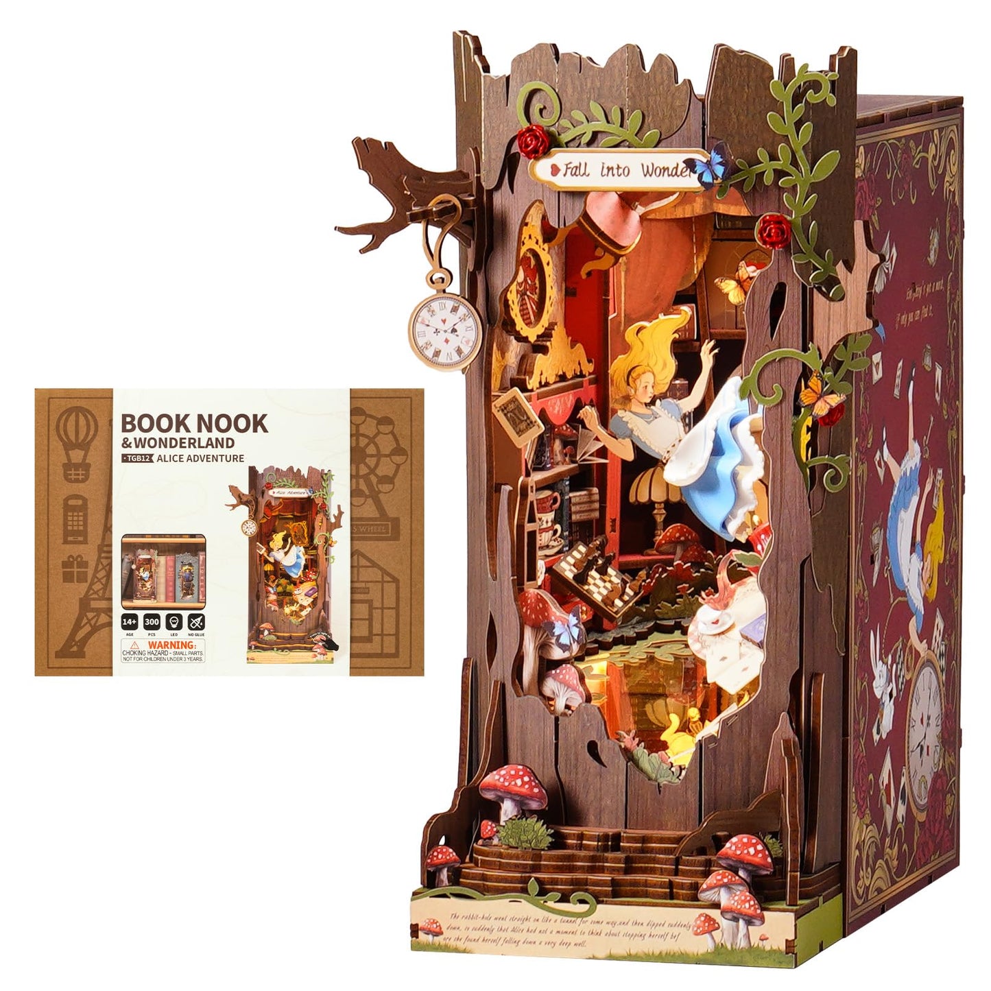 Robotime Book Nook Kit | Fairy Tale Princess 3D Wooden Puzzle Bookends for Adults & Teens