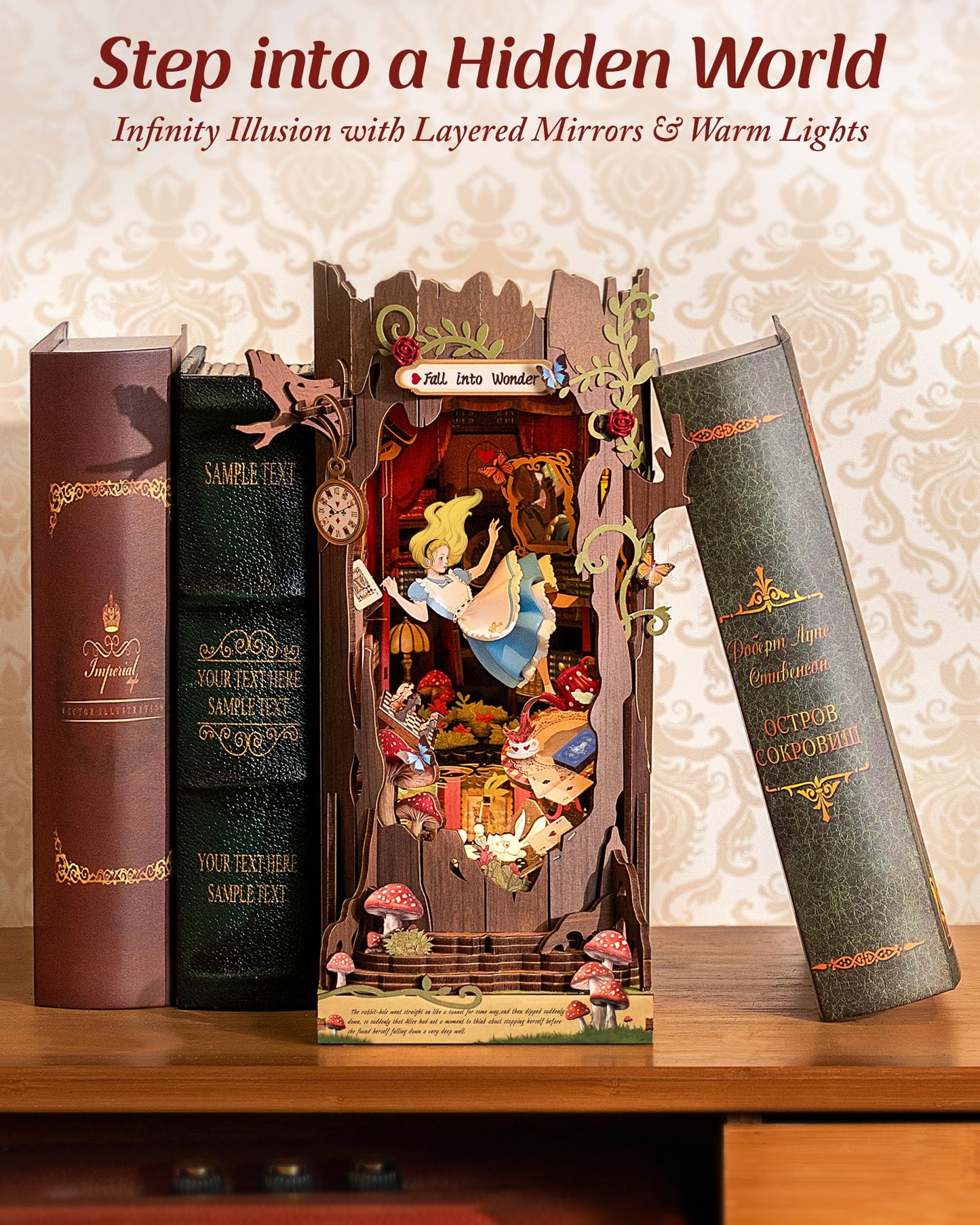 Robotime Book Nook Kit | Fairy Tale Princess 3D Wooden Puzzle Bookends for Adults & Teens