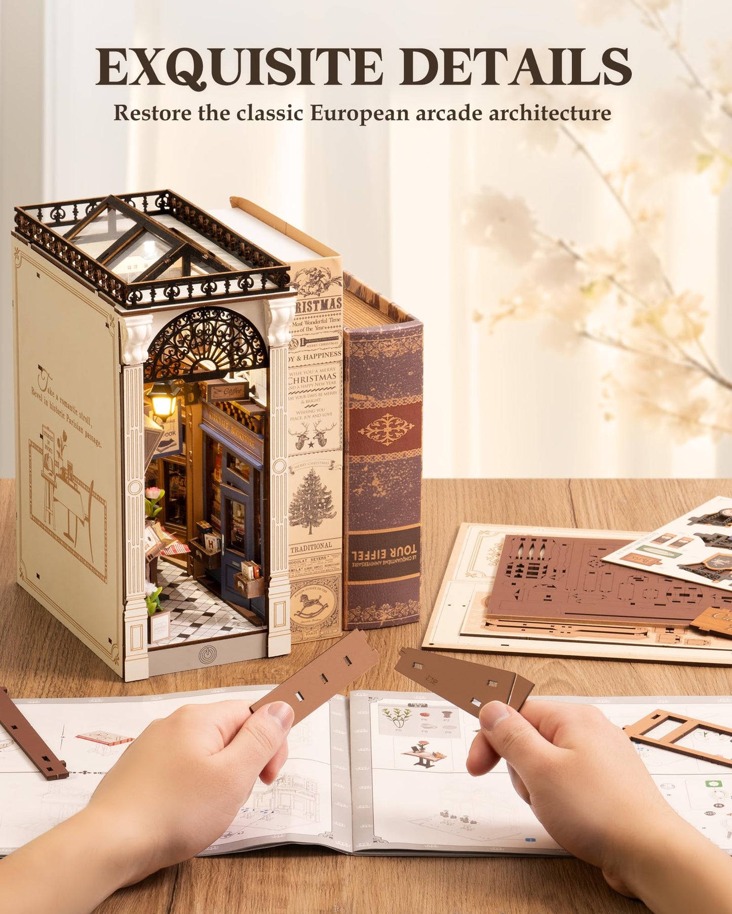 ROBOTIME DIY Book Nook Kit with LED Light | 3D Wooden Diorama for Adults – Arcade Dating