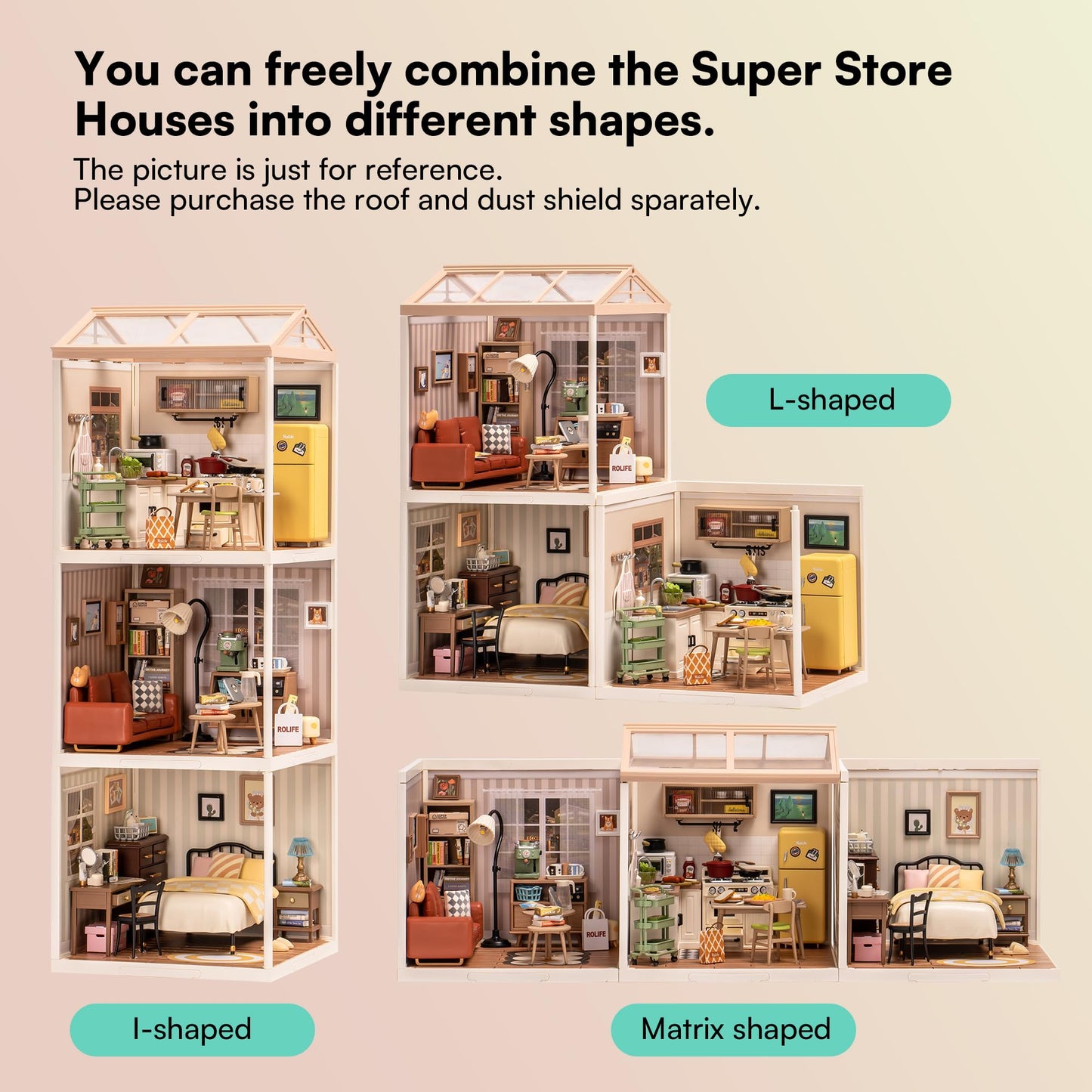 ROBOTIME DIY Miniature House Kit – Cozy Living Lounge with Accessories & LED Light