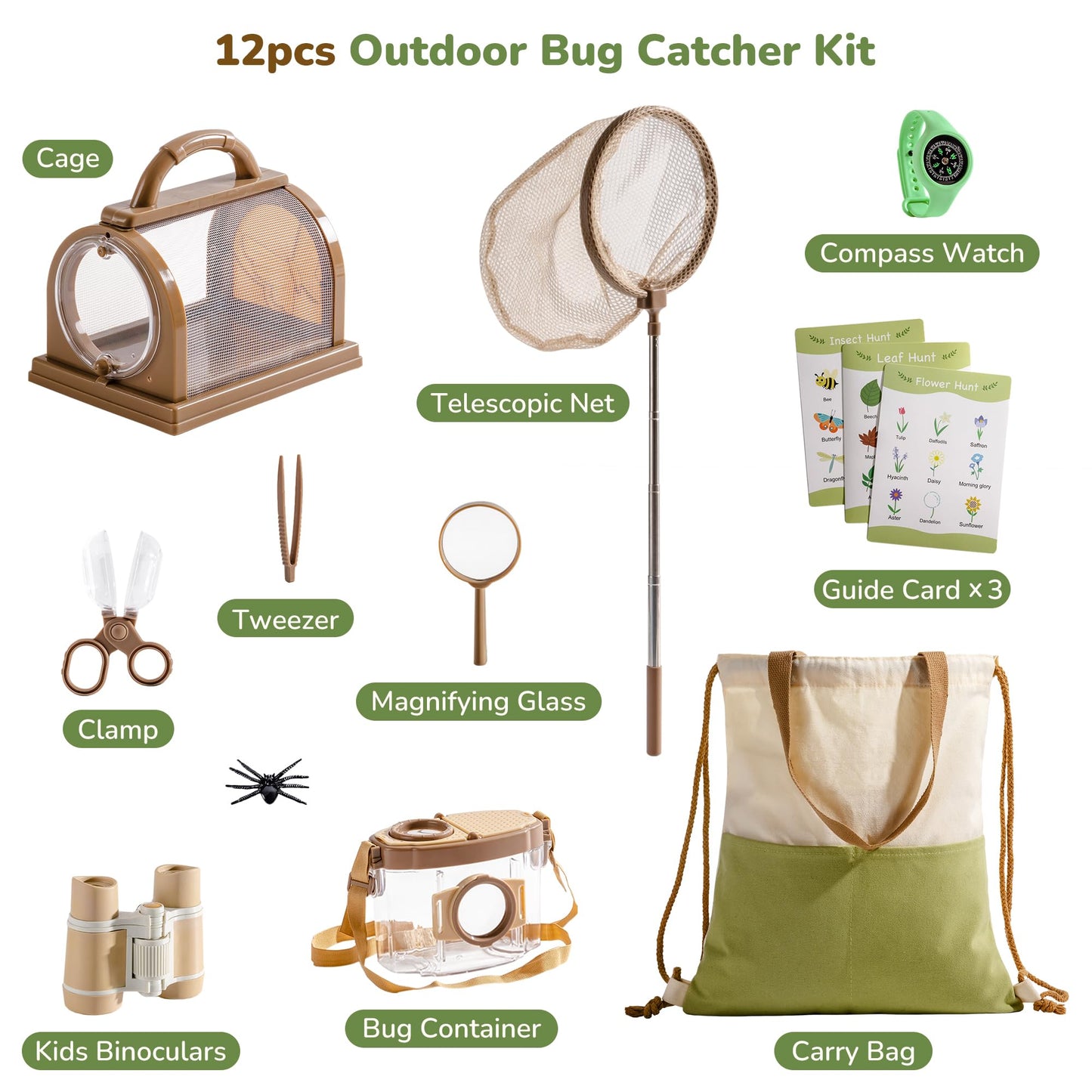 ROBOTIME Explorer Kit & Bug Catcher Kit for Kids – 12-Piece Outdoor Set
