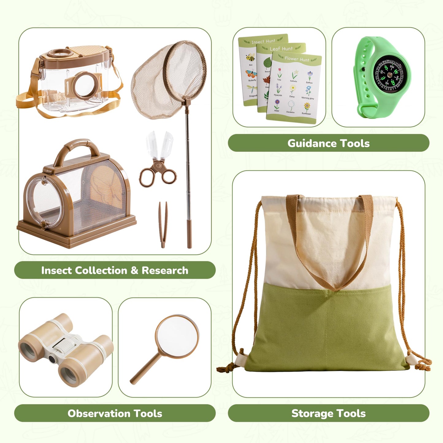 ROBOTIME Explorer Kit & Bug Catcher Kit for Kids – 12-Piece Outdoor Set
