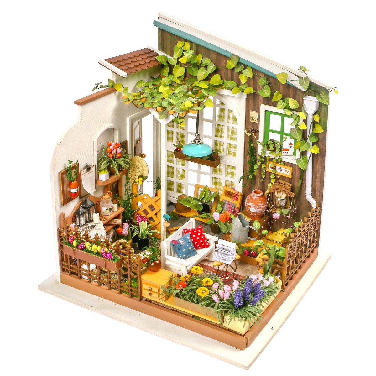 ROBOTIME Garden House DIY Dollhouse Kit – Creative Gift for Adults