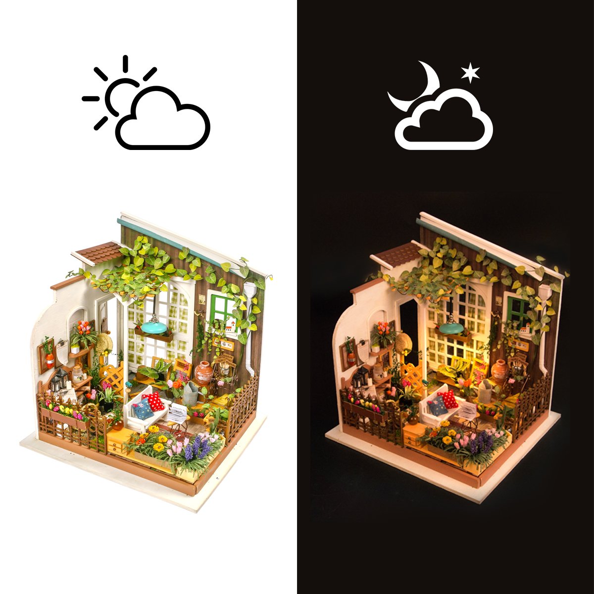 ROBOTIME Garden House DIY Dollhouse Kit – Creative Gift for Adults