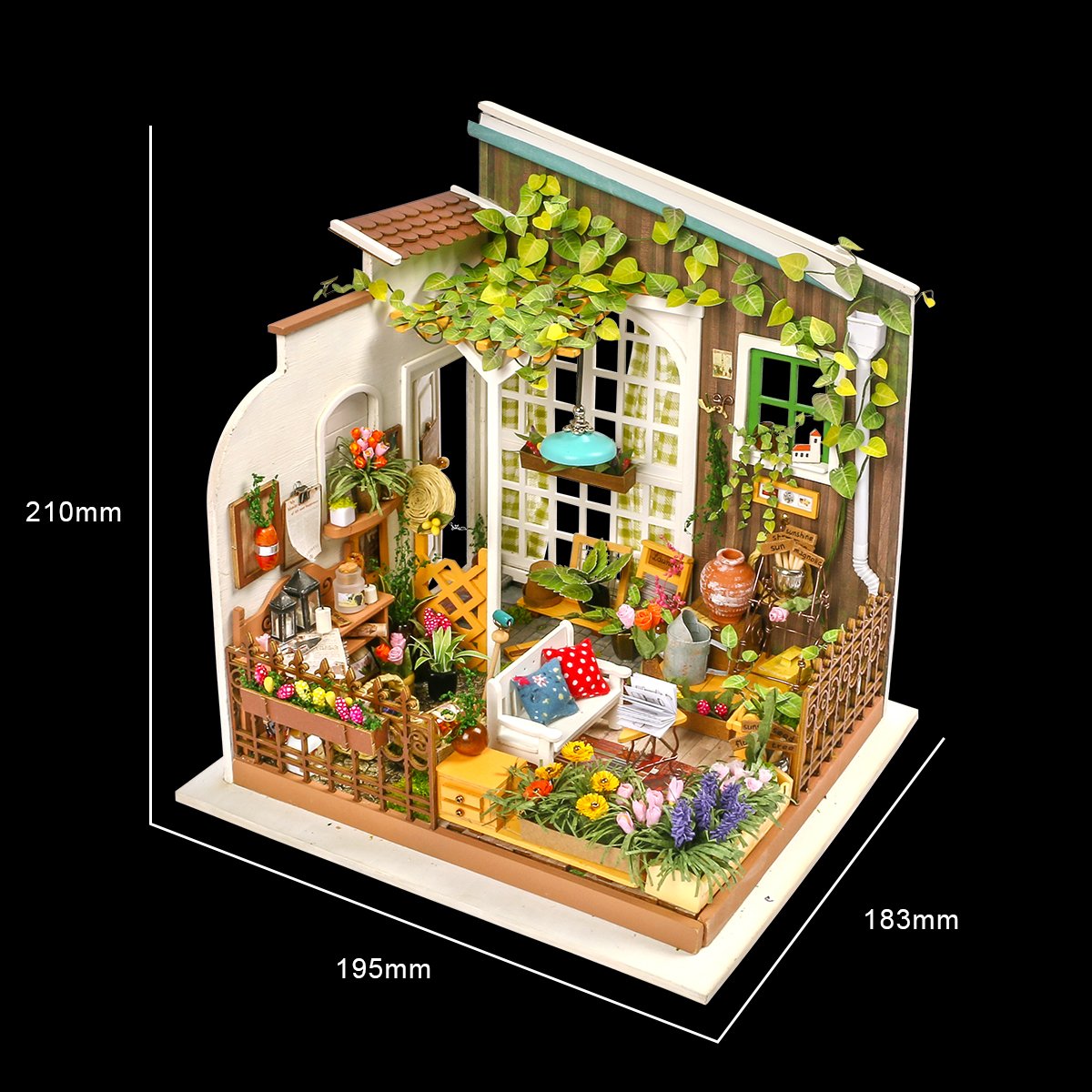 ROBOTIME Garden House DIY Dollhouse Kit – Creative Gift for Adults