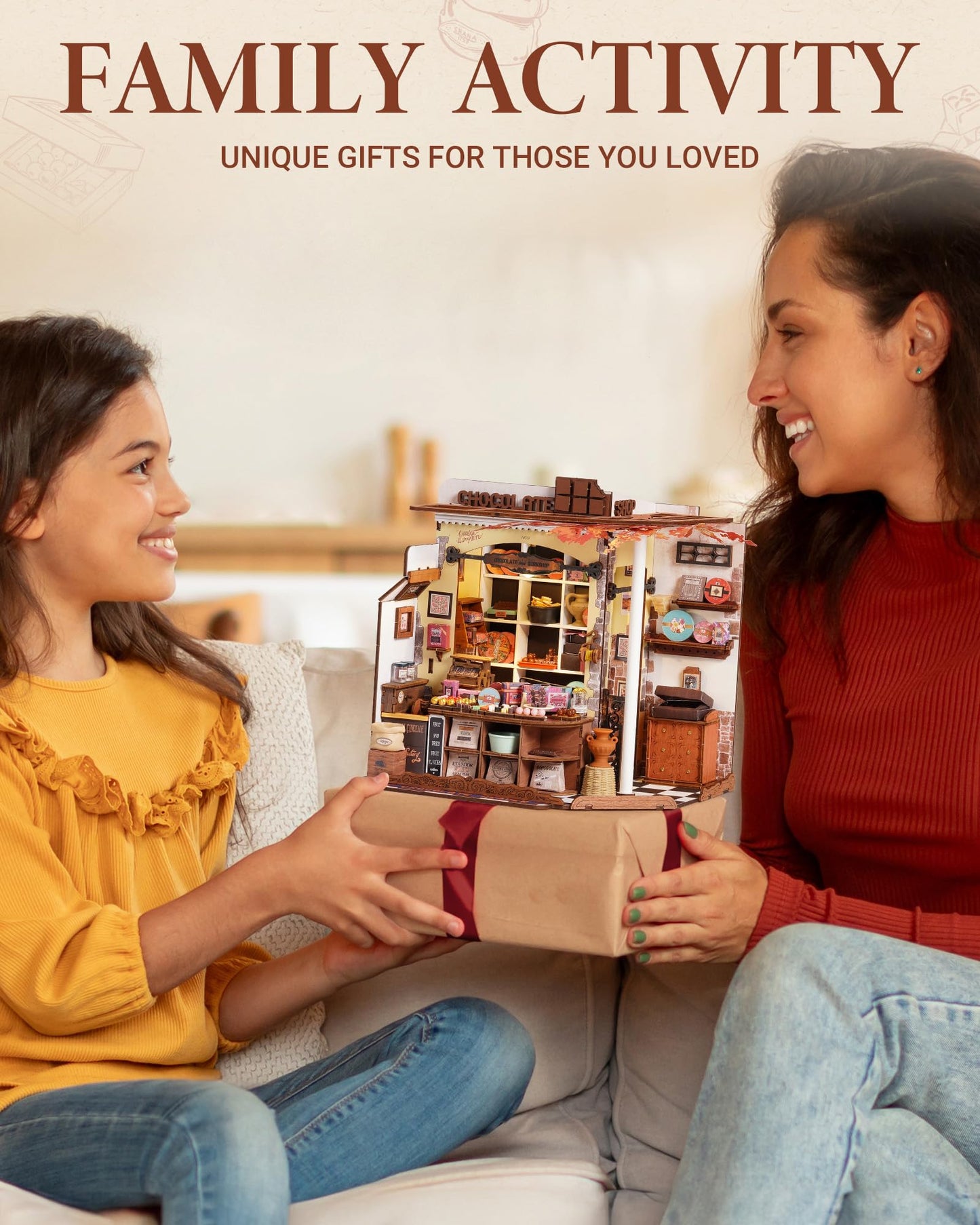 ROBOTIME DIY Miniature Henry’s Chocolate Vintage Shop Kit – No-Glue Build & Built-In LED