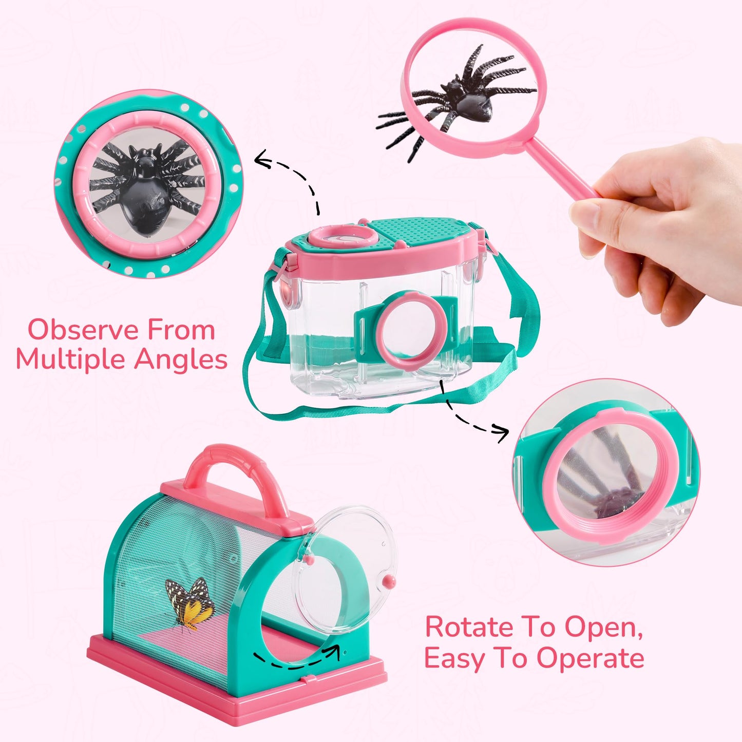 Robotime Kids Explorer Kit & Bug Catcher – Outdoor Bug Catching Set with Magnifying Glass & Net for Backyard & Camping