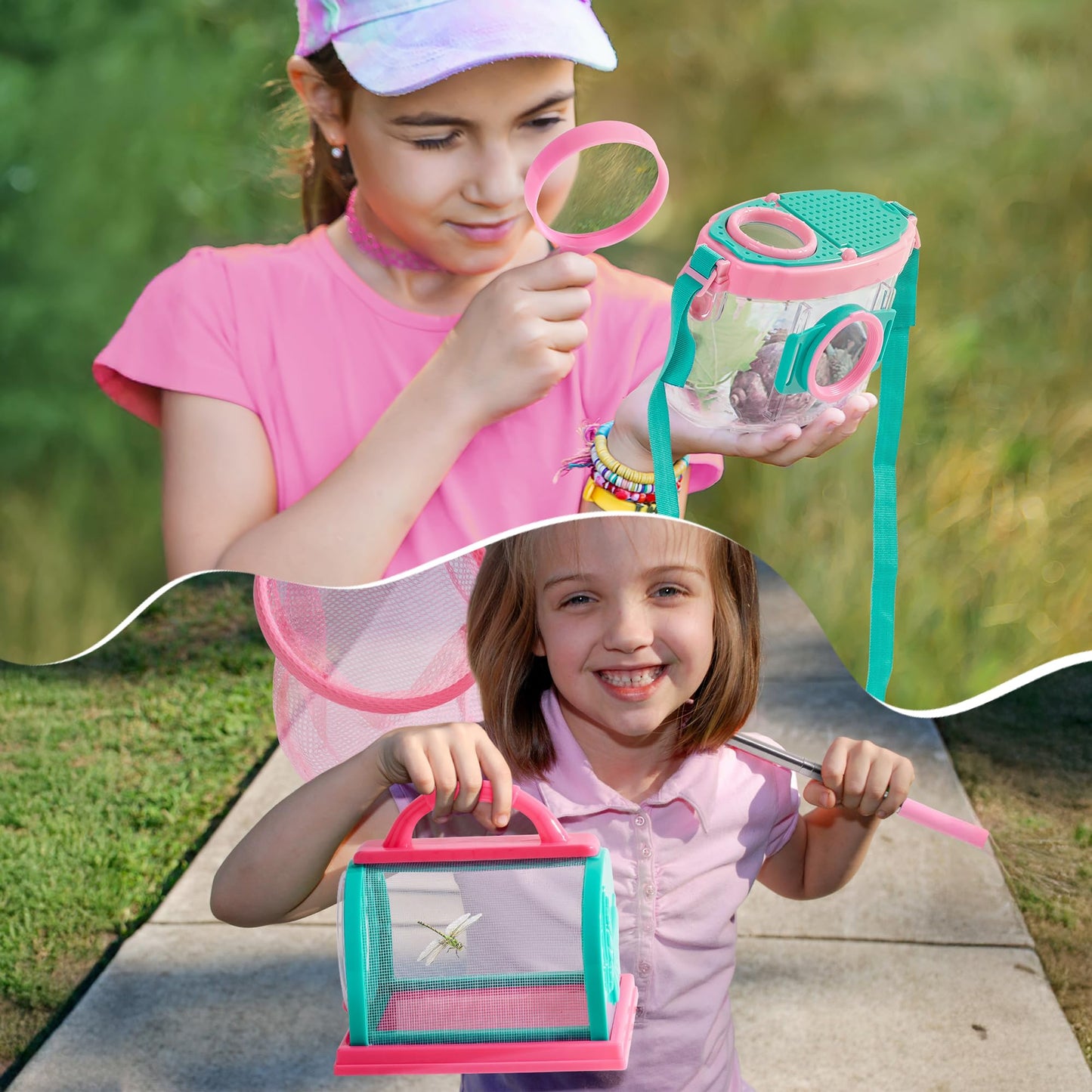 Robotime Kids Explorer Kit & Bug Catcher – Outdoor Bug Catching Set with Magnifying Glass & Net for Backyard & Camping