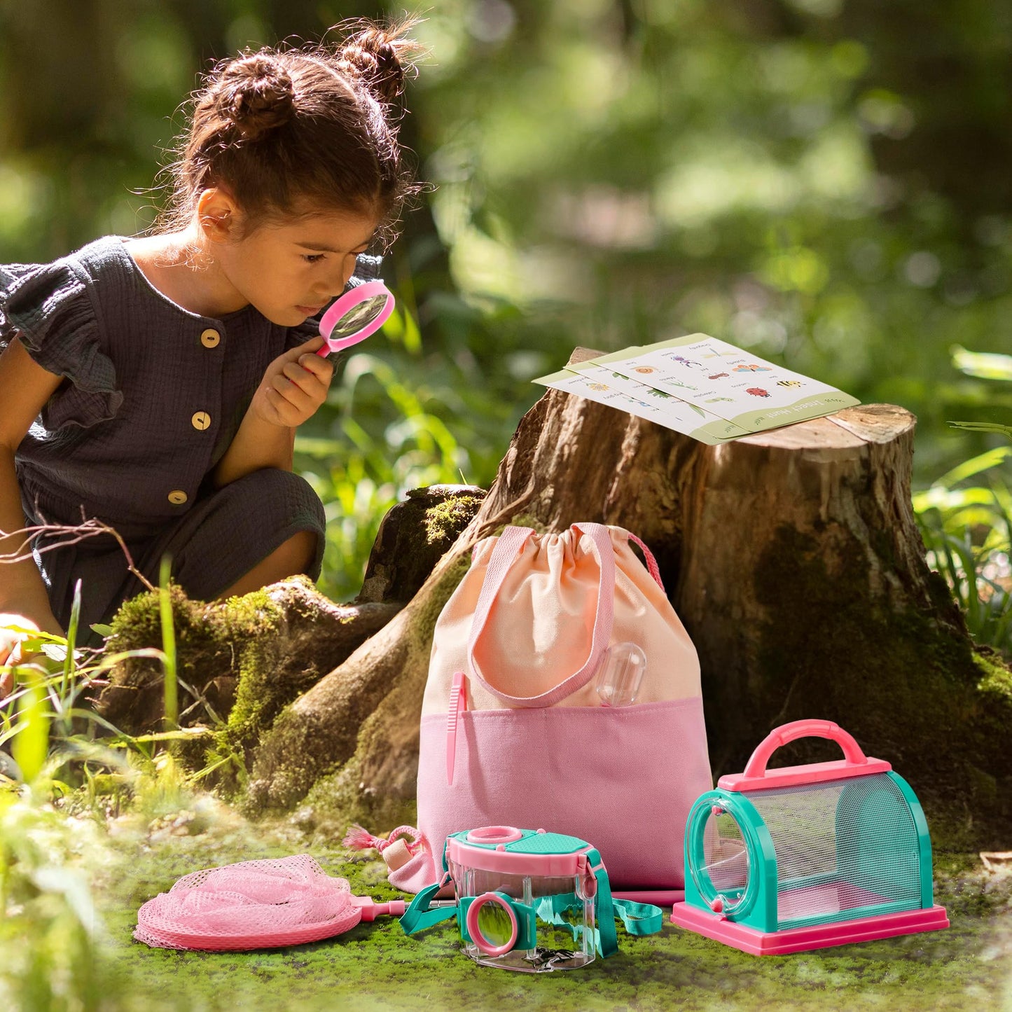 Robotime Kids Explorer Kit & Bug Catcher – Outdoor Bug Catching Set with Magnifying Glass & Net for Backyard & Camping