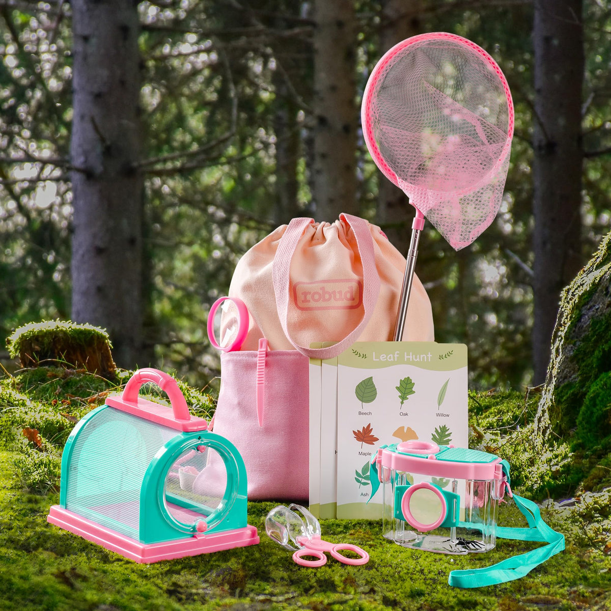 Robotime Kids Explorer Kit & Bug Catcher – Outdoor Bug Catching Set with Magnifying Glass & Net for Backyard & Camping