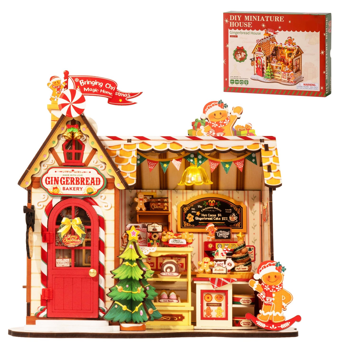 ROBOTIME DIY Miniature House Kit — Tiny Dollhouse Book Nook for Christmas Gifts