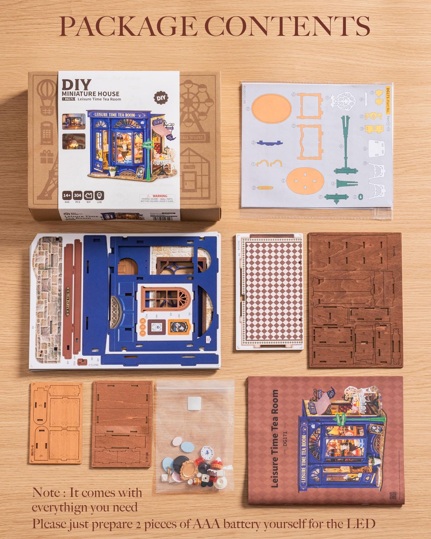 ROBOTIME Leisure Time Tea Room - DIY Miniature Bakery Diorama House Kit for Adults