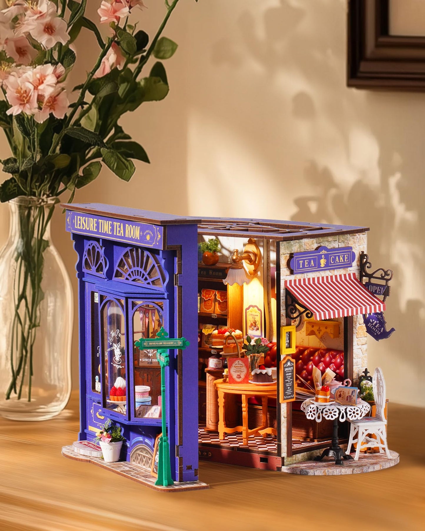 ROBOTIME Leisure Time Tea Room - DIY Miniature Bakery Diorama House Kit for Adults